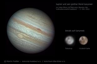 Jupiter und Ganymed, beobachtet in Radebeul &nbsp;&copy; Martin Fiedler