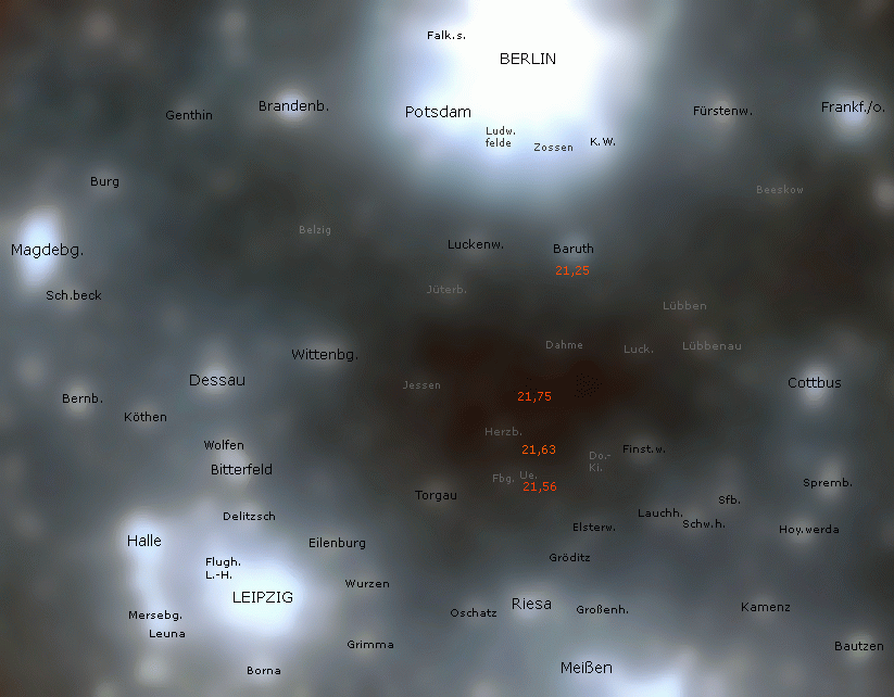 Nachthimmelsqualit�t in S�dbrandenburg + Nordsachsen